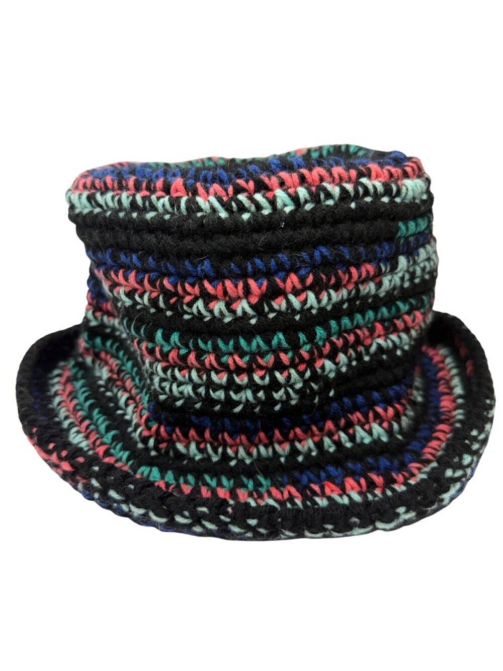 Handmade Crochet Oversized Bucket Hat Black & Neon | Festival Y2K Boho